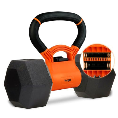 Yes4All Kettlebells Grip, Dumbbell Grip Handle, Convert Dumbbells into Kettlebell for Home Gym, Kettlebell for Weights Plate - color: B. Orange/Black Upgraded