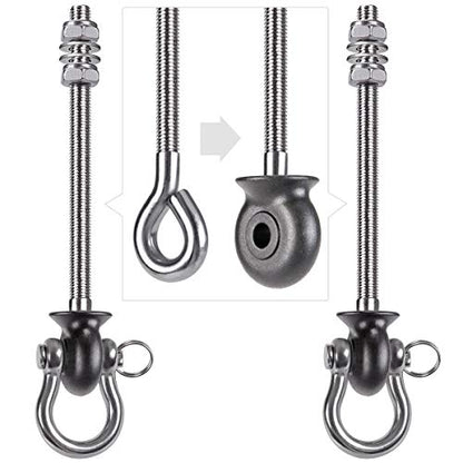 Dolibest Set of 2 Permanent Antirust Stainless Steel 304 Heavy Duty Swing Hangers, 1800LB Capacity, Wood and Steel Beam Yoga Hammock Chair Punching Bag Porch Swing Sets,180° Swing, 7.67‘’ - color: Silver 7.67'' 2 Pack