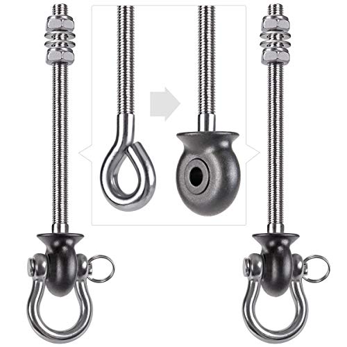 Dolibest Set of 2 Permanent Antirust Stainless Steel 304 Heavy Duty Swing Hangers, 1800LB Capacity, Wood and Steel Beam Yoga Hammock Chair Punching Bag Porch Swing Sets,180° Swing, 7.67‘’ - color: Silver 7.67'' 2 Pack