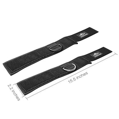 Ankle Wrist Cuffs Neoprene Padded Straps D-Ring Glute Kickback for Cable Machines Legs Exercise Adjustable Fitness - color: D ring black