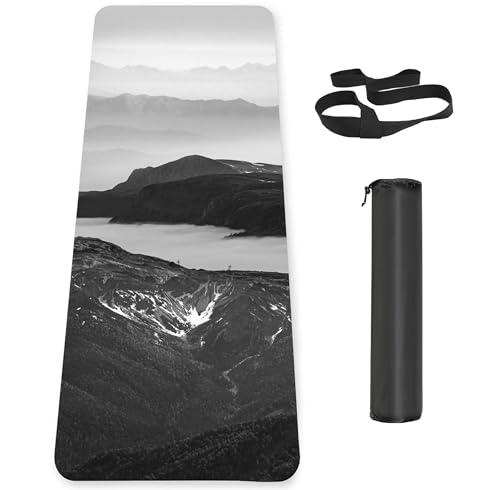 Non Slip Yoga Mat TPE Workout Mat for Men Women, Thick Workout Mat with Carrying Strap, Fitness Mats for Exercise, Yoga, Fitness, Pilates, Floor Workouts (72" x 24" x 6mm) - color: landscape