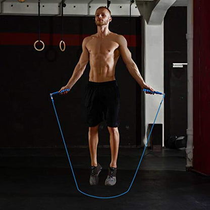 Jump Rope, Wastou Speed Jumping Rope for Training Fitness Exercise, Adjustable Adults Workout Skipping Rope for Men, Women, Kids, Girls - color: Blue