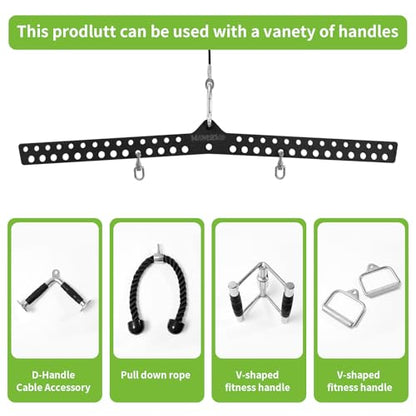 Multi-Grip LAT Pull Down Bar Hardened Powder-Coated Finish, 360° Rotating Stainless Steel Adapter, Neutral & Wide Grip Spreader Bar for Pulley System Gym & Cable Machines - color: BLACK-32in