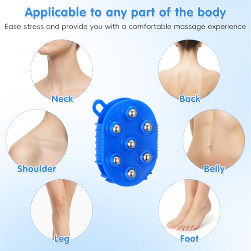 Gadpiparty Palm Shaped Massage Glove 7 Roller Ball Body Brush Handheld Body Massager for Muscle Soreness Relief Cellulite Massage Bath and Full Use