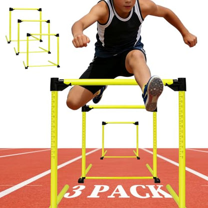 3 Pack Adjustable Height Hurdles Training Equipment, Agility Speed Jumping Training Equipment for Basketball Soccer Football Dogs, Indoor & Outdoor, Detachable Hurdles Track and Field(Green)