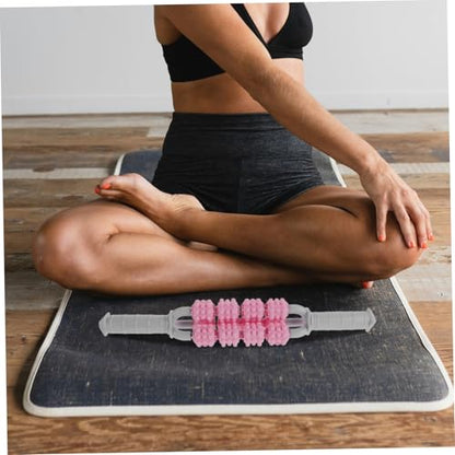 Muscle Massager Stick Leg Rollers Back Neck Shoulder Relief Compact for Travel Yoga - color: Pink