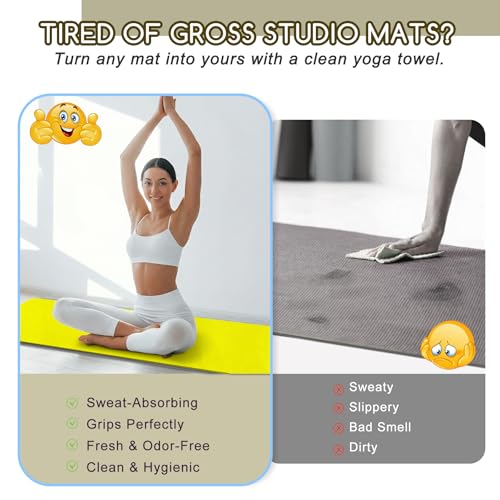 Hot Yoga Towel Set (2-Pack) – Super Absorbent, Skidless Sweat Towel for Hot Pilates, Bikram & Fitness - color: Yellow