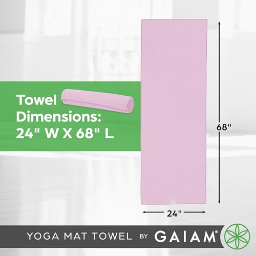 Gaiam Yoga Mat Towel, Non-Slip Microfiber (Grey) - color: Lilac Lace/Skyway 2pk