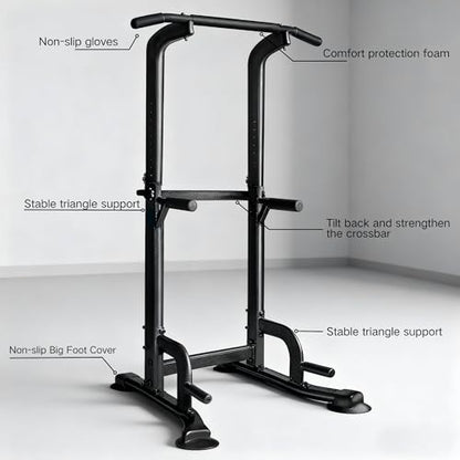 BARWING Pull Up Bar Station, Power Tower, Dip Station with 3D Backrest, Multi-Function Strength Training Stand Rack, Adjustable Height Dip Bar for Home Gym Workout Stand Fitness Exercise Equipment