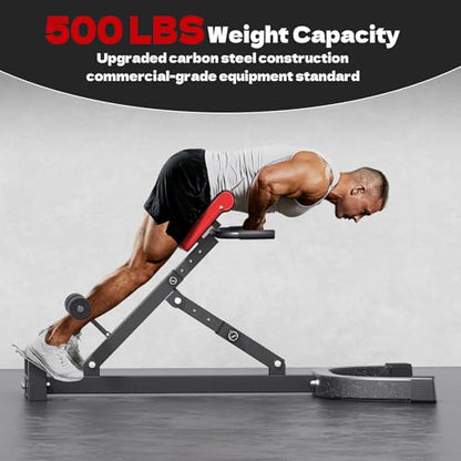 Roman Chair, Adjustable Hyper Back Extension Machine - 500LBS Multi-Function Back Extension Bench Machine for Glute, Hamstring and Lower Back Workout Equipment for Home Gym Fitness - color: Black