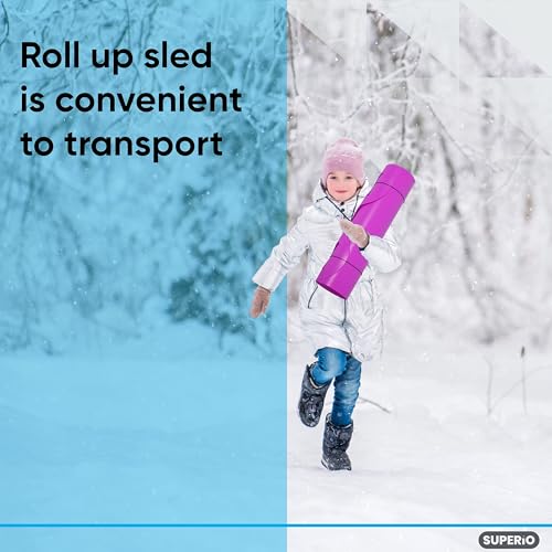 Superio Snow Slider Mat, Flexible Snow Sled Flying Carpet, Roll up Sleds for Kids and Adults 54" Lightweight Plastic Snowboard Sled-2 Pack