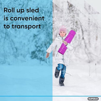 Superio Snow Slider Mat, Flexible Snow Sled Flying Carpet, Roll up Sleds for Kids and Adults 54" Lightweight Plastic Snowboard Sled-2 Pack