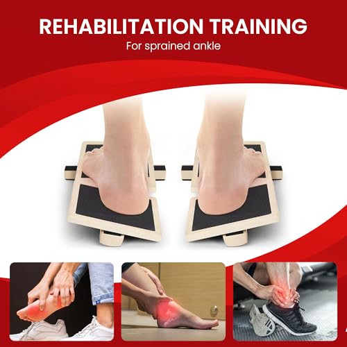 Ankle Strengthener & Axis Board, Bamboo Ankle Balance Board for Physical Therapy, Blackboard Foot Trainer & Foot Strengthener, Giboard for Balance Training, Axisboard for Leg Stability