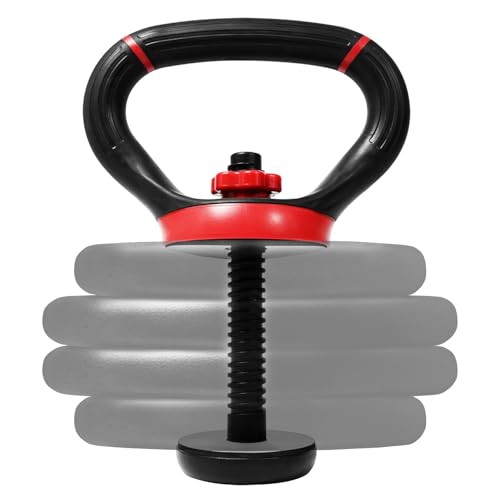 Yes4All Adjustable Kettlebell Handle for Weight Plates, Dumbbell Converter for Strength Training Kettlebells, Home Gym - color: B. Red - Single