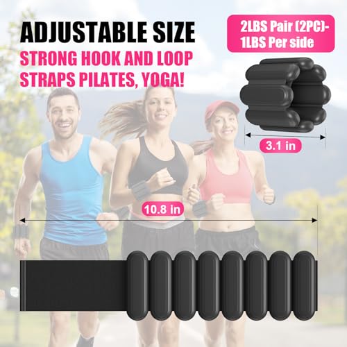 Wrist & Ankle Weights for Women, Wearable Strong Arm & Leg Weights Set of 2(1Lbs Each), Adjustable Ankle Weights for Walking, Yoga, Dance, Barre,Gym,Exercise,Pilates,Walking Running - color: Matte Black