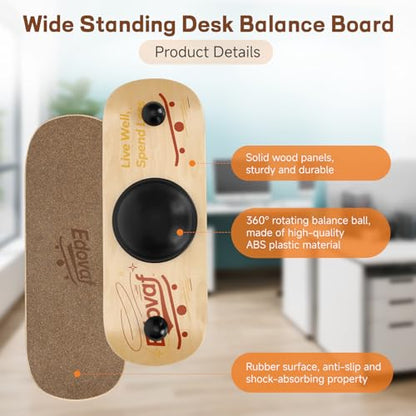 Balance Board- Gift for Adults & Kids,Wood Wobble Balance Trainer Board,Premium Slip-Resistant Surface Portable Fitness Equipment,Suitable for Core Workout, Standing Desk Exercise, Home Gym, Yoga