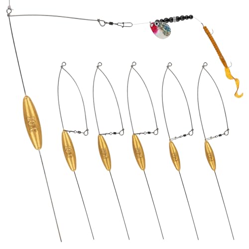 THKFISH 5 Pack Bottom Bouncer for Walleye Rigs, 1OZ-3OZ Trolling Weights Fishing Weight Sinkers Trolling Drifting Fishing Live Bait Spinner Rigs Crankbaits Crawler Harness Walleye Rig - color: Golden/Silver, size: MIX-6PCS