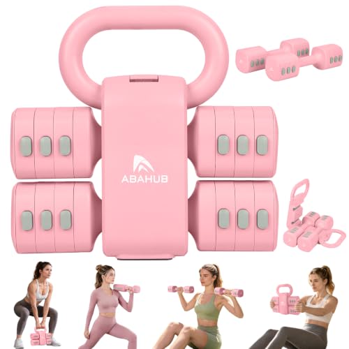 Abahub 2 in 1 Kettlebell & Dumbbell Set, Adjustable Dumbbell for Home Gym - color: Pink