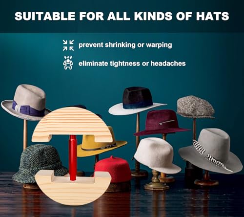 Hat Stretcher for Fitted Hats, Cowboy Hat Stretcher Fitted Hat 7 to 8 1/2, Adjustable Wooden Hat Jack Stretcher Fits All Caps - color: Round Square Red