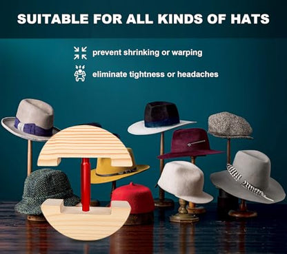 Hat Stretcher for Fitted Hats, Cowboy Hat Stretcher Fitted Hat 7 to 8 1/2, Adjustable Wooden Hat Jack Stretcher Fits All Caps - color: Round Square Red