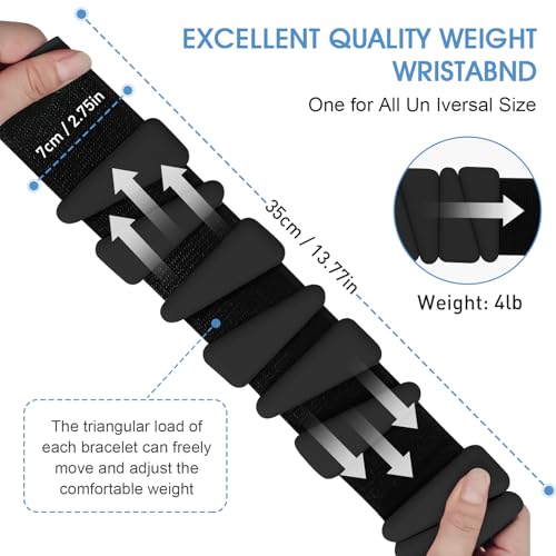 Wrist Weights Set of 2, Wearable Ankle & Wrist Weights, Adjustable Silicone Weight Bracelets (2Lbs Each) Fits for Women & Men, Suitable for Yoga, Pilates, Dance, Running, Pool Exercises, Jogging - color: 4LB Black