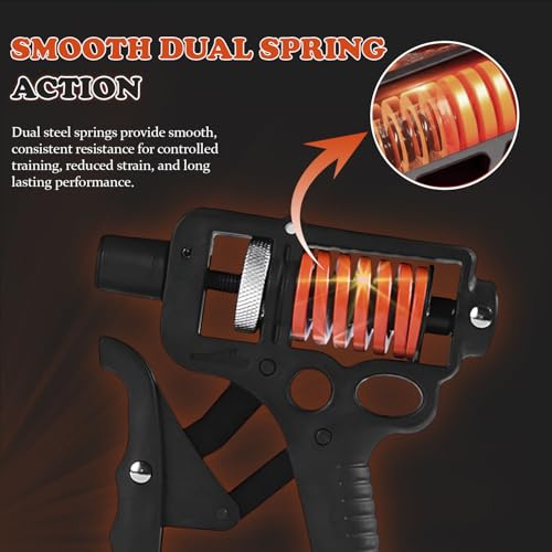 Adjustable 10–400 lb Grip Strength Trainer (Premium Adjustable Grip Strengthener for Forearm Training) Alloy Frame, Titanium-Plated Steel, TPR Non-Slip Handles (Orange)