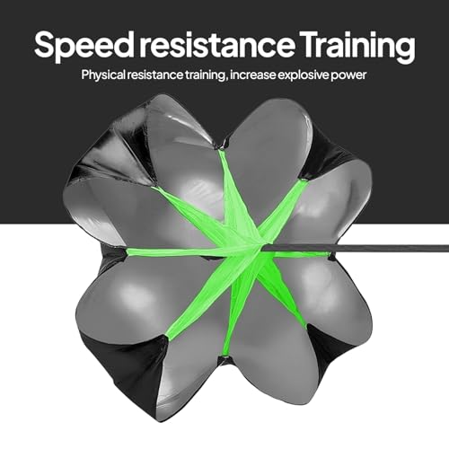 ND Sports 48" Sprint Chute - Running Drill Parachute - Medium Resistance - Black - 1 Pack