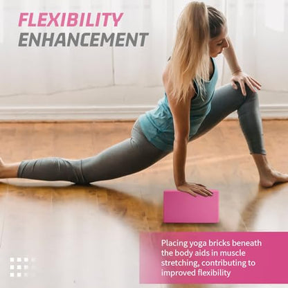 Yoga Blocks 2 Pack 3x6x9IN Foam Block Supportive Latex-Free with Stretch Band, Non-Slip Exercise Blocks for Pilates, Meditation, Balance, Stretching and Deep Poses - color: 2PACK-Magenta