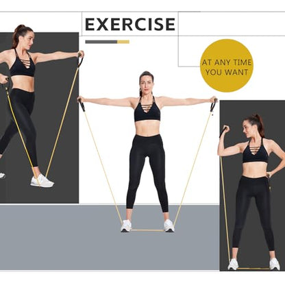3 PCS Resistance Exercise Band with Handles, Exercise Bands with Handles, Workout Bands Resistance for Men or Women, Arm Bands for Workout-Door Anchor and Starter Guide Included
