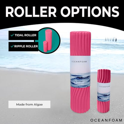 Tidal Roller - Hot Pink - Muscle Massage Foam Roller for Back Pain & Stretching - Firm and Ergonomic Wide Wave Textured - Yoga, Athletics, & Wellness - Full Size, 20" x 5" - color: Hot Pink