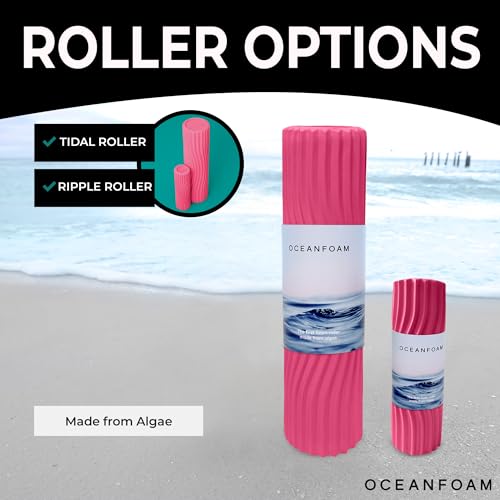 Tidal Roller - Hot Pink - Muscle Massage Foam Roller for Back Pain & Stretching - Firm and Ergonomic Wide Wave Textured - Yoga, Athletics, & Wellness - Full Size, 20" x 5" - color: Hot Pink