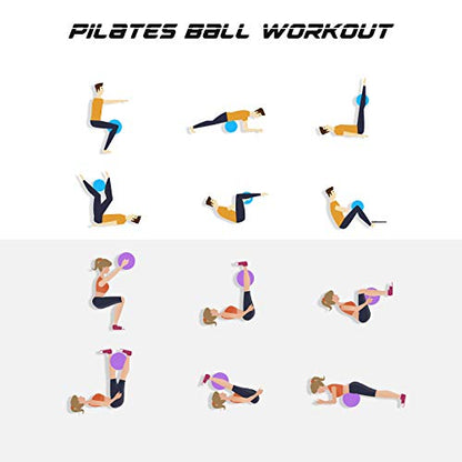 Cikyner Soft Pilates Ball, Small Exercise Ball 9 Inch Mini Gym Ball with Inflatable Straw, Suitable for Pilates, Yoga, Full Body Training, Physical Therapy and Balance improving at Home, Gym & Office - color: Blue