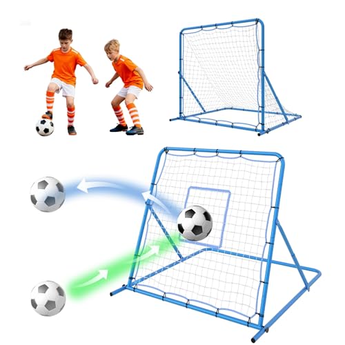 Adjustable Soccer Rebounder Net & Goal – Durable Steel Frame, Multi-Sport Bounce Back Trainer, Portable Quick Setup – Ideal for Youth & Adults, Passing & Firing Practice – 4x4 FT Size