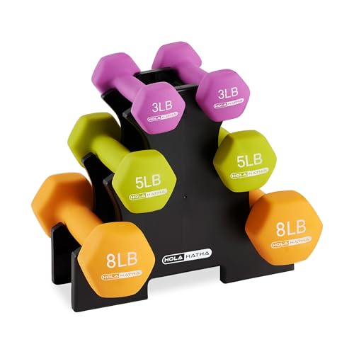 Neoprene Dumbbell Weights Set w/Rack, Home Gym Equipment - Portable Weighted Exercise Dumbbells for Fitness, Training, and Lifting Workouts - color: Multicolor, size: 32 LB