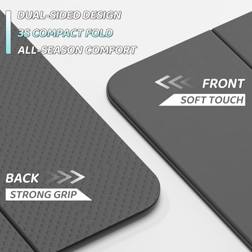 ILILI Foldable Yoga Mat 71 * 24 * 0.3'' - TPE Non-Slip Fitness Mat for Home，Waterproof & Lightweight (2lb) for Home Gym, Pilates & Stretching,Fitness Workouts - color: Grey