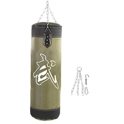 Punch Sandbag,Empty Training Kick Sandbag Fight Karate Punching Sand Bag with PU Patch Hand from Abrasion for Weight Lifting,Exercise,etc (Green-0.6m)