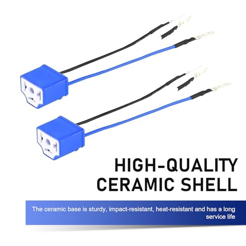2 PCS H4 16AWG Wiring Harness Carlight Socket, Copper Core Ribbon Cable Connector with Terminal, Wider Ceramic Housing Triple Plug Base, Universal Lead-in Socket Female Plug Connector (Blue)