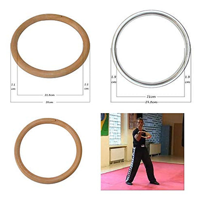 Wing Chun Ring Kung Fu Martial Arts Hand Strength Training Equipment Natural Wood Rattan Stainless Steel Ring for Exercise - color: Rattan 1