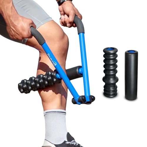 DoubleUP Roller Therapy Kit - Muscle Massager with Lever-Action Pressure Control and Quick-Change Rollers - color: Blue