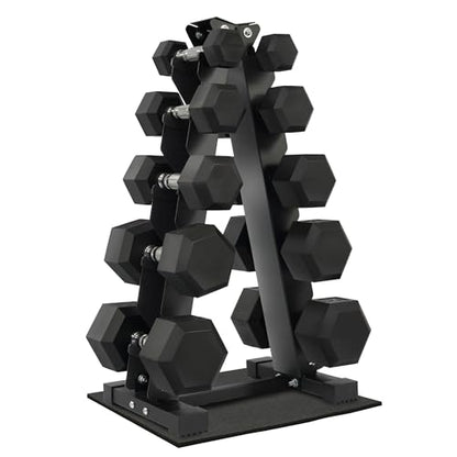 Fitvids Dumbbell Set with Rack â€“ Dumbbell + A-Rack: 150LBS Set â€“ Black