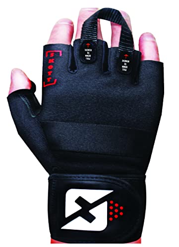 skott Evo 2 Weightlifting Gloves with Integrated Wrist Wrap Support-Double Stitching for Extra Durability-Get Ripped with The Best Body Building Fitness and Exercise Accessories - color: Black, size: X-Large