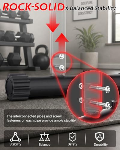 Dip Bar Station, 1100LBS Heavy-Duty Adjustable Height & Width Parallel Bars with Dual Inner Connectors ltra-Stable Settings & Non-Slip Feet for Home Gyms, Upper Body & Core Training