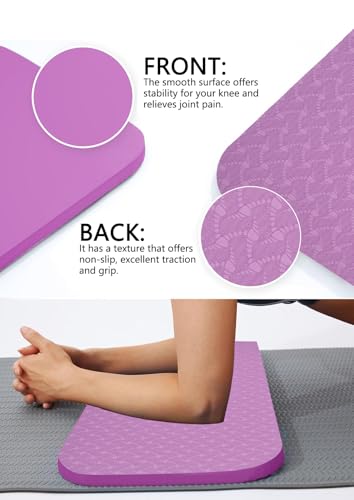 Yoga Knee Support Pad for Women Pilates Kneeling Cushion | Elbows Wrist Hands Head Foam Extra Thick Men Exercise Knees Pads Set of 6 Pieces - color: Purple