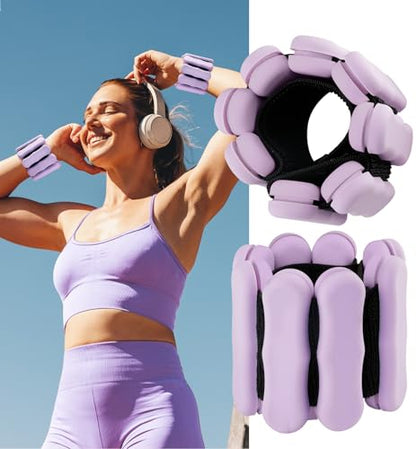 Ankle Weights Wrist Weight for Women Men, Set of 2, 1 lb/2 lb Each - color: Purple, size: 2lb each weight (4lbs Pair)