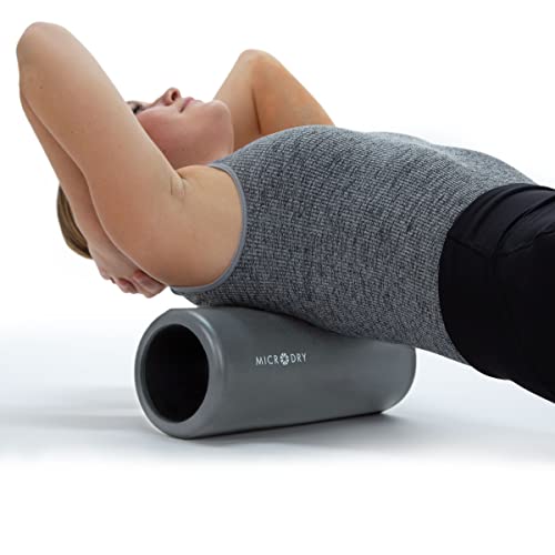 MICRODRY Deluxe Fitness Foam Back Roller for Muscle Relief, Roller for Yoga, Stretching, Deep Tissue Firm Massage & Trigger Point Release, Exercise Workout at Home or Gym, 13x5.3, Light Grey - color: Light Grey