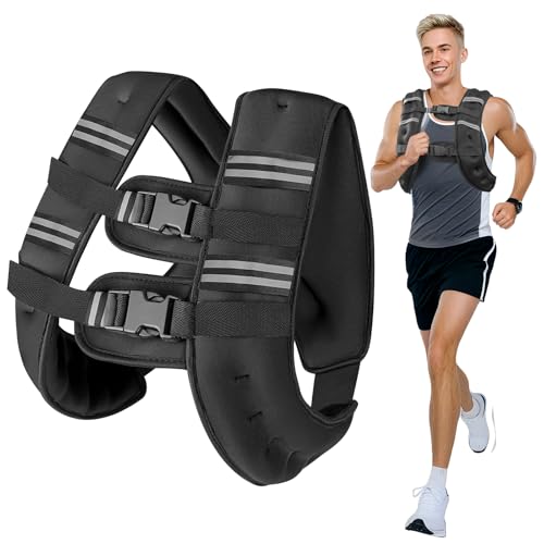 6lb/8lb/12lb/16lb/20Lb Weighted Vest Woman Men with Reflective Stripe, Chest Size Adjustable Strength Training Weight Vest for Walk Running Jogging - color: Black, size: 30 Lbs