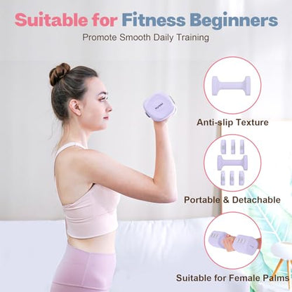kisnbld Adjustable Dumbbell Set of 2, 4 in 1 Free Weights Dumbbells Set for Women with Fast Adjustment, Each 2lb 3lb 4lb 5lb Hand Weights Set for Home Gym & Outdoor Exercise Training - color: Purple, style: Pair