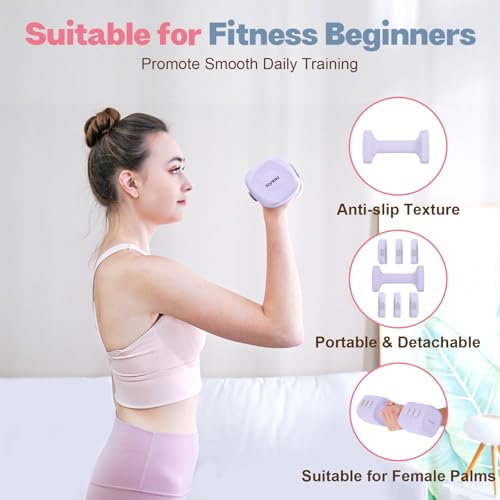 kisnbld Adjustable Dumbbell Set of 2, 4 in 1 Free Weights Dumbbells Set for Women with Fast Adjustment, Each 2lb 3lb 4lb 5lb Hand Weights Set for Home Gym & Outdoor Exercise Training - color: Purple, style: Pair