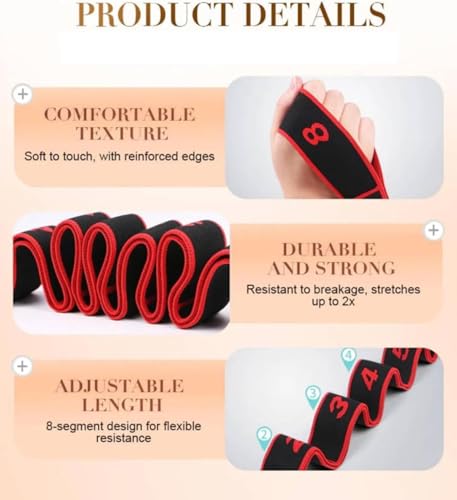 Fitness Resistance Bands with Handles, Adjustable Fashion Puller Exercise, Numbered Resistance Band for Stretching and Yoga, Multifunction Elastic Home Gym for Glutes