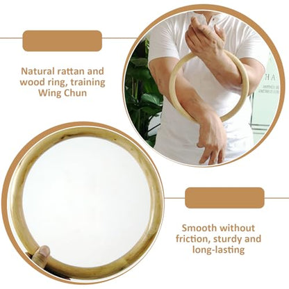 Wing Chun Ring, 8.7 Inch Rattan Ring for Hand Coordination Training - Smooth Wooden Kung Fu Training Tool for Strength